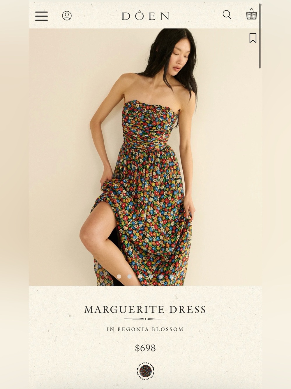 Doen Strapless Floral Marguerite Dress — multicolor print